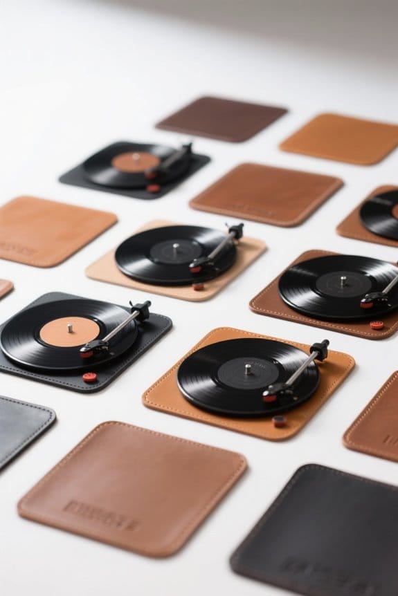 premium leather turntable mats