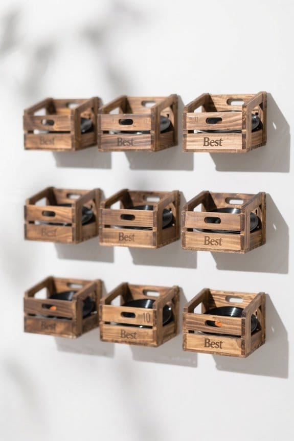 stylish wooden record storage